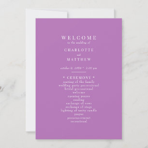 Modern Lavender Wedding Program Invitation