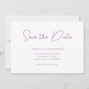 Modern Lavender Wedding Script Save The Date