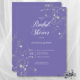 Modern Lavender White Glam Diamonds Bridal Shower Invitation