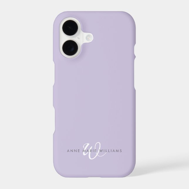 Modern Lavender White Script Monogram (Back)