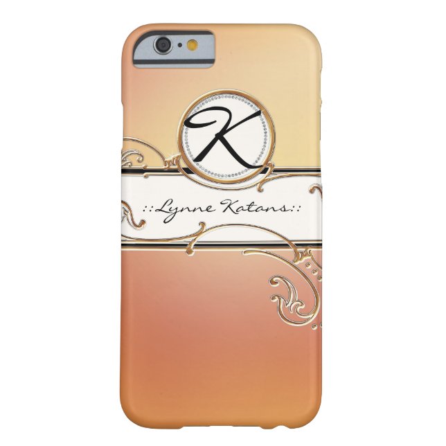 Modern Lavish Elegant Orange Pink Jewel Monogram Case-Mate iPhone Case (Back)