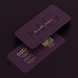 Modern Law Firm Notary Attorney Dark Purple Business Card