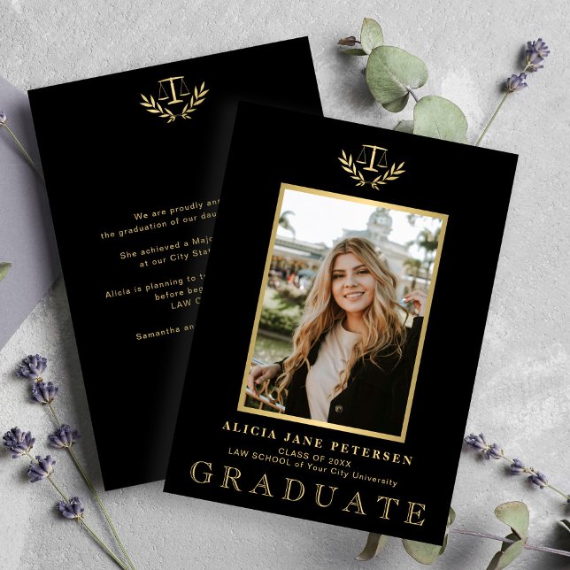 Modern law school graduate photo graduation announcement (Creator Uploaded)