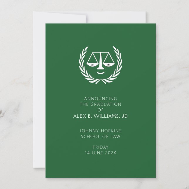 Modern Law School Graduation Announcement (Front)