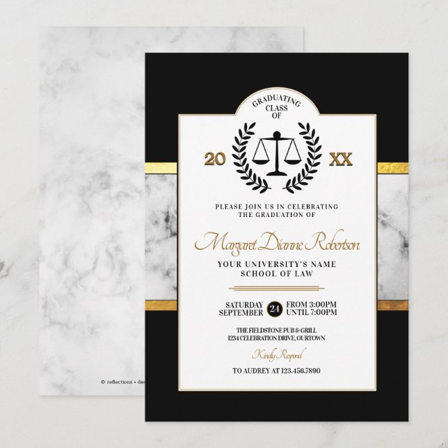 Modern Law School Graduation Party Invitations (Front/Back)
