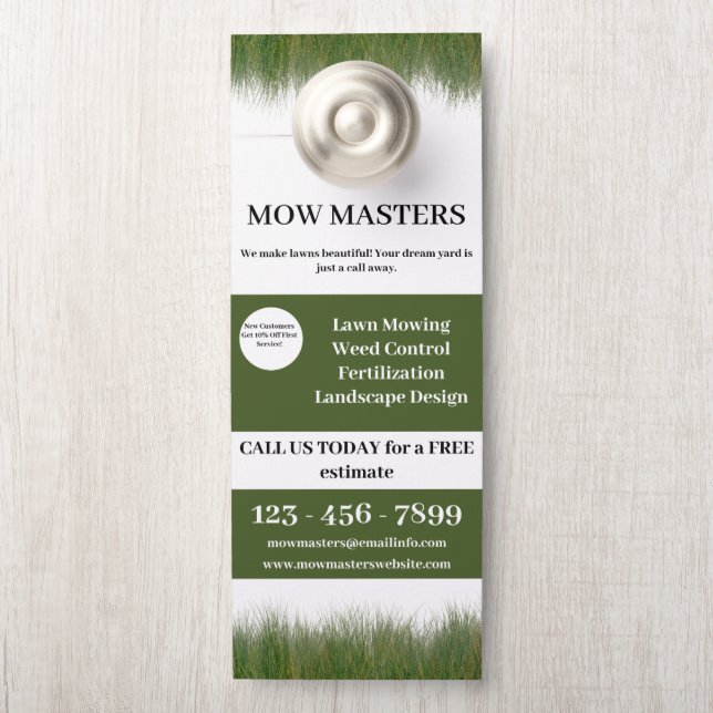 Modern Lawn Care Business Door Hanger (On Knob)