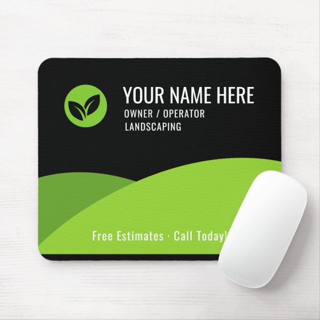 Modern Lawn Care Landscaping Business Mouse Mat (With Mouse)