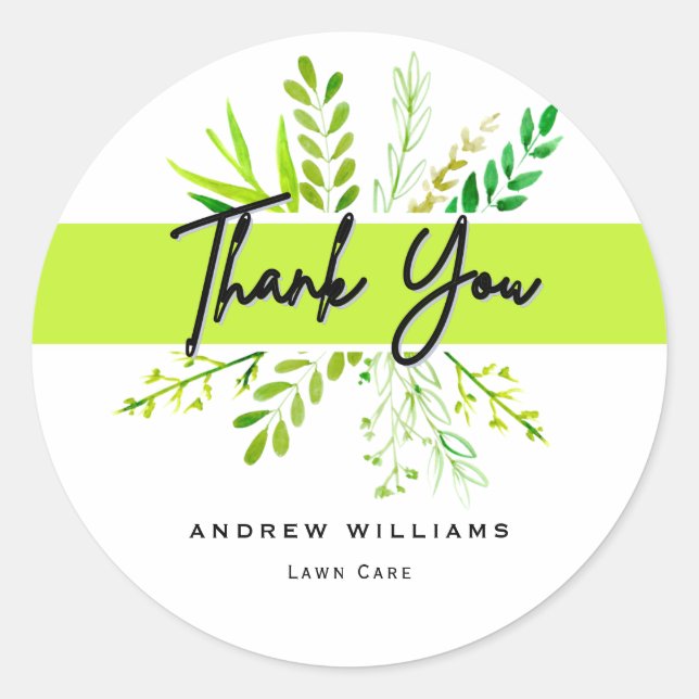 Modern Lawn Care Landscaping Classic Round Sticker (Front)