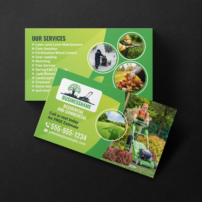 Modern Lawn Care Landscaping Gardening Services Business Card (Creator Uploaded)