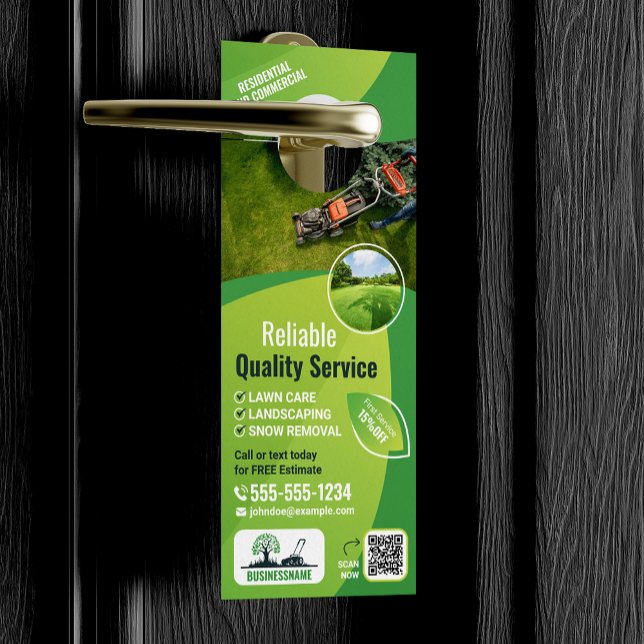 Modern Lawn Care Landscaping Gardening Services Door Hanger (Creator Uploaded)