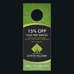 Modern Lawn Care/Landscaping Grass Logo Black Door Hanger<br><div class="desc">A clean and modern logo design of silhouetted blades of grass rest above your name or business name on this promotional door hanger. Update the text fields with your own unique discount or offering. This double-sided door hanger provides plenty of space to list your services, contact info and additional details....</div>