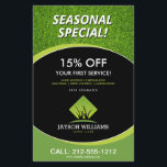 Modern Lawn Care/Landscaping Grass Logo Black Flyer<br><div class="desc">A clean and modern logo design of silhouetted blades of grass rest above your name or business name on this promotional flyer. Update the text fields with your own unique discount or offering. This double-sided flyer provides plenty of space to list your services, contact info and additional details. A great...</div>