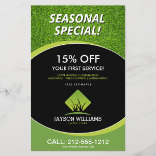 Modern Lawn Care/Landscaping Grass Logo Black Flyer