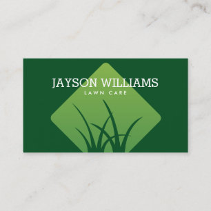 Modern Lawn Care/Landscaping Grass Logo Dark Green Business Card