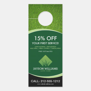Modern Lawn Care/Landscaping Grass Logo Green Door Hanger
