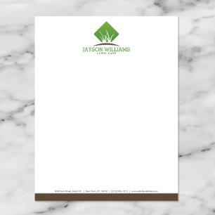 Modern Lawn Care/Landscaping Grass Logo Personalized Letterhead