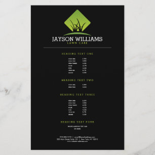 Modern Lawn Care/Landscaping Grass Logo Price List Flyer