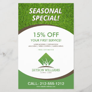 Modern Lawn Care/Landscaping Grass Logo White Flyer