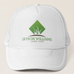 Modern Lawn Care/Landscaping Grass Logo White Trucker Hat<br><div class="desc">A clean and modern logo design of silhouetted blades of grass rest above your name or business name on this personalised trucker hat. Designed for lawn care businesses,  landscaping companies,  garden designers and more. Artwork and design © 1201AM Design Studio</div>