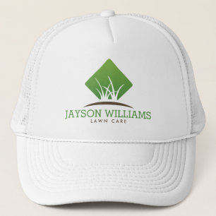 Modern Lawn Care/Landscaping Grass Logo White Trucker Hat
