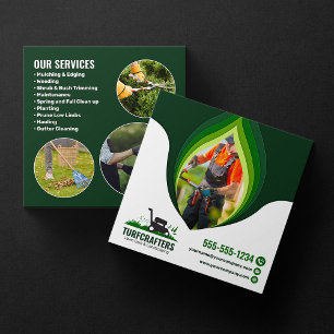 Modern Lawn Care Landscaping Mowing Service Square Business Card