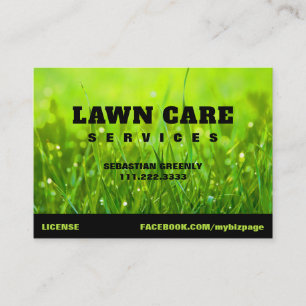 *~* Modern Lawn Care Landscapping Green Grass Business Card