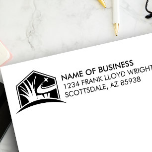 Modern Lawn Care Logo Landscaping Return Address Self-inking Stamp