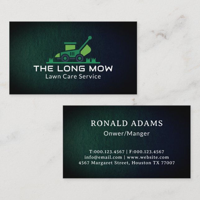 Modern Lawn Care Mowing and Landscaping Business Card (Front/Back)