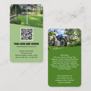 Modern Lawn care photo QR code Business Card