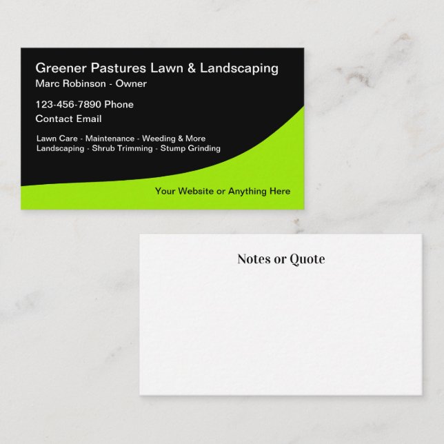 Modern Lawn Landscaper Bold Business Cards (Front/Back)