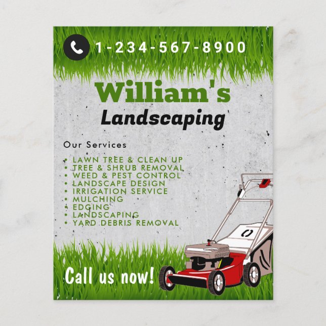 Modern Lawn Mowing Cutting Services, Lawn Care Flyer (Front)