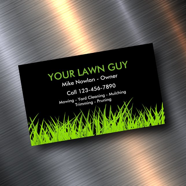 Modern Lawn Service Simple Magnetic Business Card (Creator Uploaded)