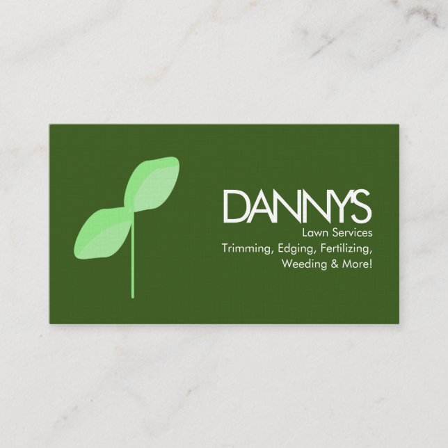 Modern Lawn Services Simple Leaf Business Card (Front)