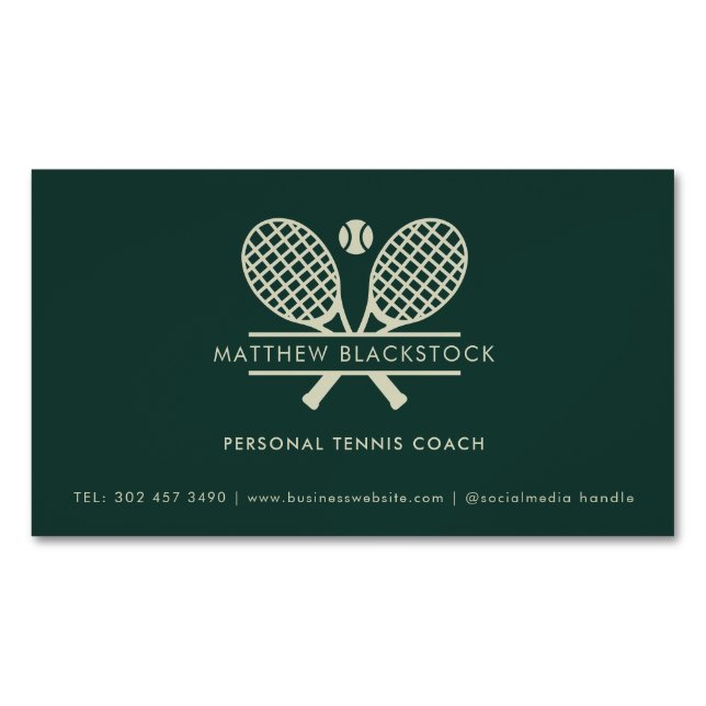 Modern Lawn Tennis Professional Coach Custom Magnetic Business Card (Front)