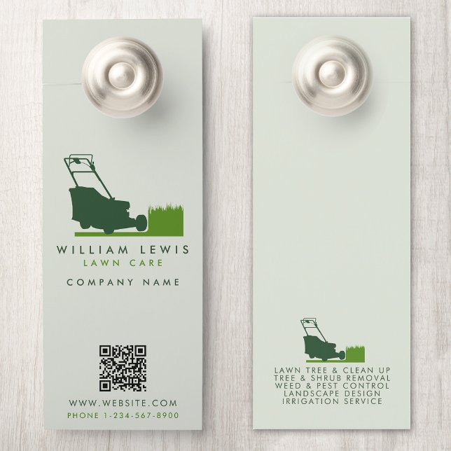 Modern Lawnmower Lawn Care Simple QR Code Door Hanger (Modern Lawnmower Lawn Care Simple QR Code Door Hanger)