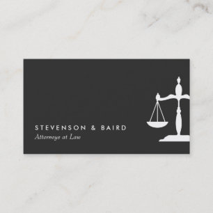 Modern Lawyer Justice Scales Black White Business Card