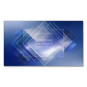 Modern Layered Geometric Cosmic Blue Magnetic Business Card
