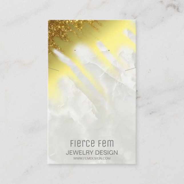 Modern Layered Gold Marble Jewellery Display Card (Front)