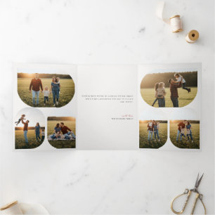 Modern Layout Family Photo Christmas Holiday Tri-Fold Invitation