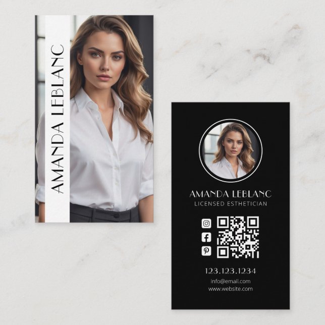 Modern Layout for Licensed Estheticians Photo Business Card (Front/Back)