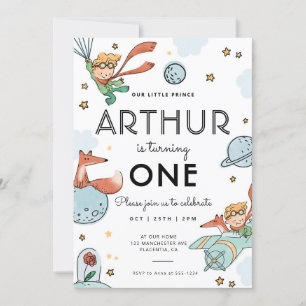 Modern Le Petit Prince Birthday Party  Invitation