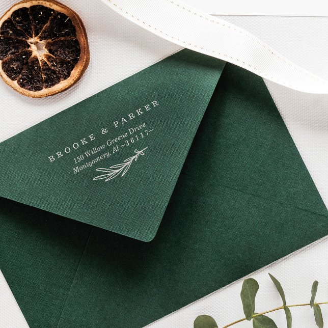 Modern Leaf Branch Personalised Name & Address Rubber Stamp (Creator Uploaded)