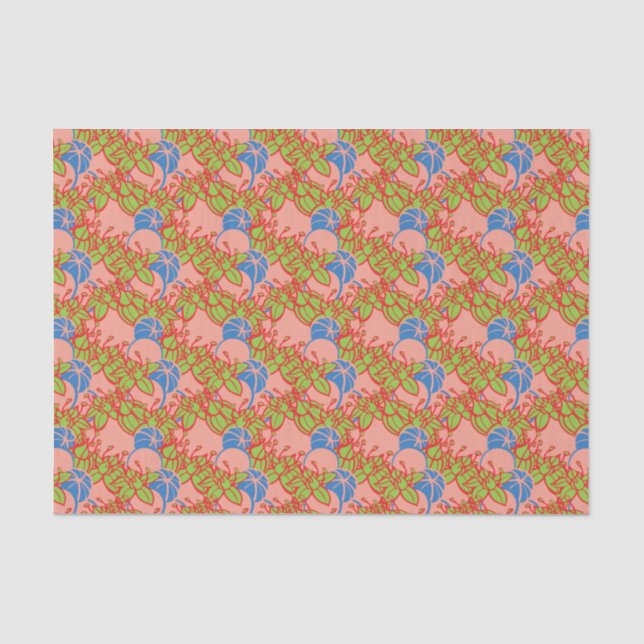 modern leaf, bud, and flower pattern tissue paper (Front)