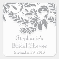 Modern Leaf Damask Bridal Shower Postage Stamp