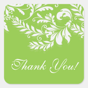 Modern Leaf Damask Thank You Postage Stamp Square Sticker
