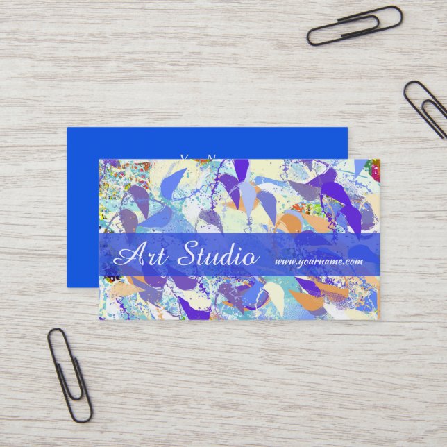 Modern Leaf Design Art Studio Business Card (Front/Back In Situ)