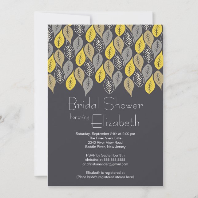 Modern Leaf Fall Bridal Shower Invitation (Front)