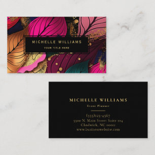 Modern Leaf Gold Abstract Business Card