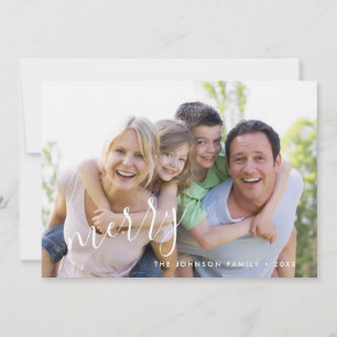 Modern Leaf Merry Holiday Photo Card