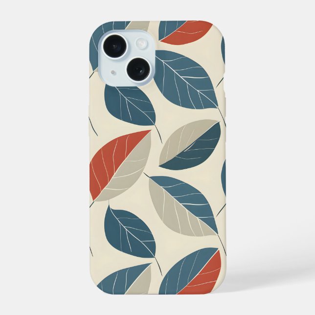 Modern Leaf Motif iPhone 15 Case (Back)